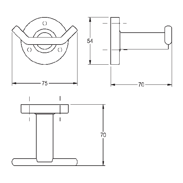 Picture of MEDX0110HP - DOUBLE ROBE HOOK