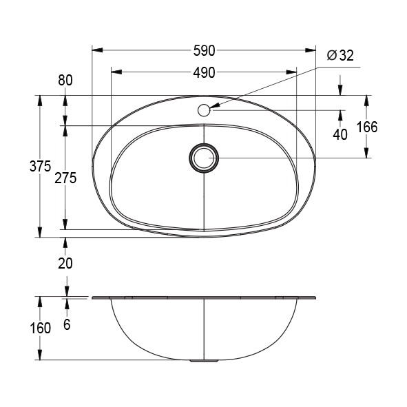 Picture of OVAL V VANITY W/H/B