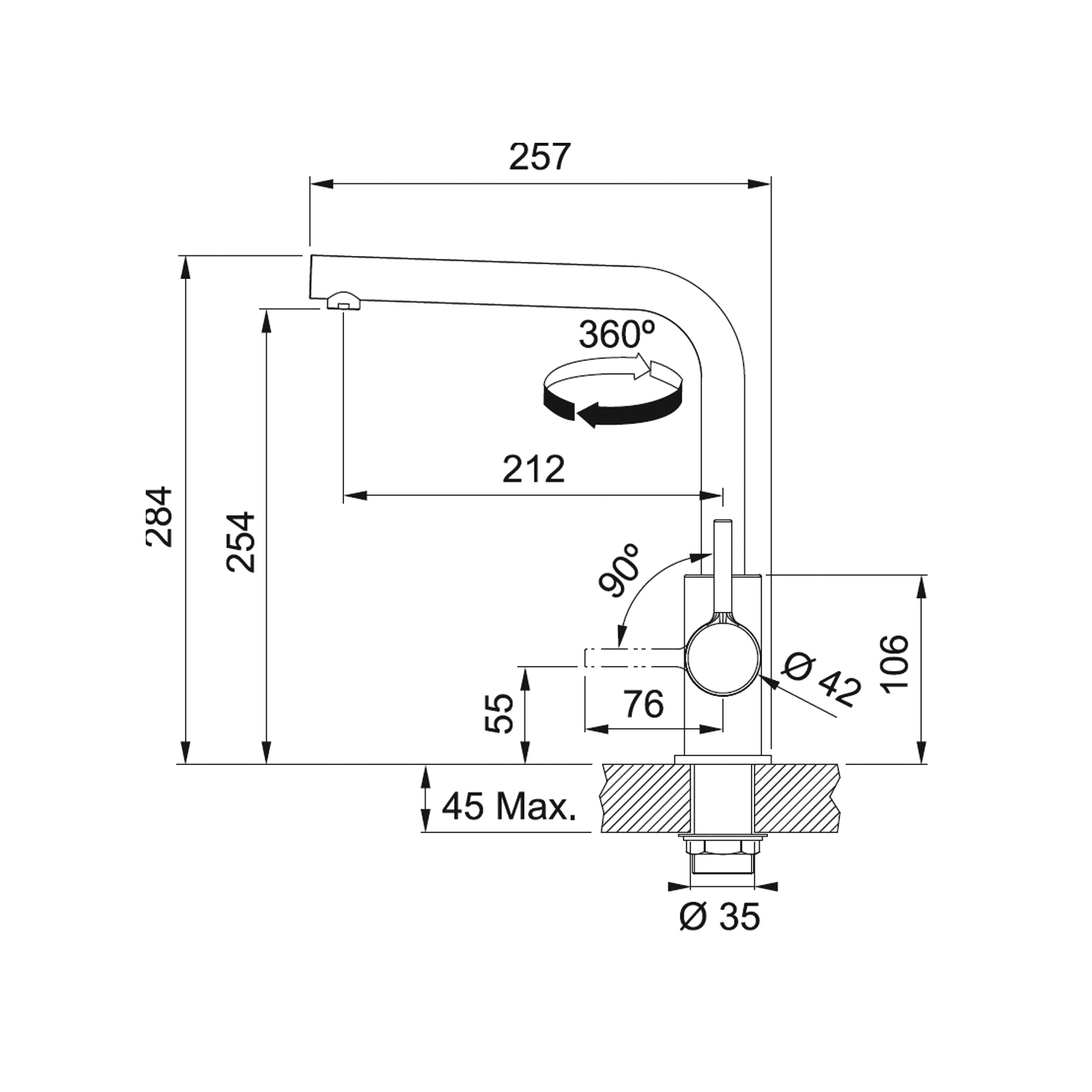 Picture of Lina L Swivel  Matt Black