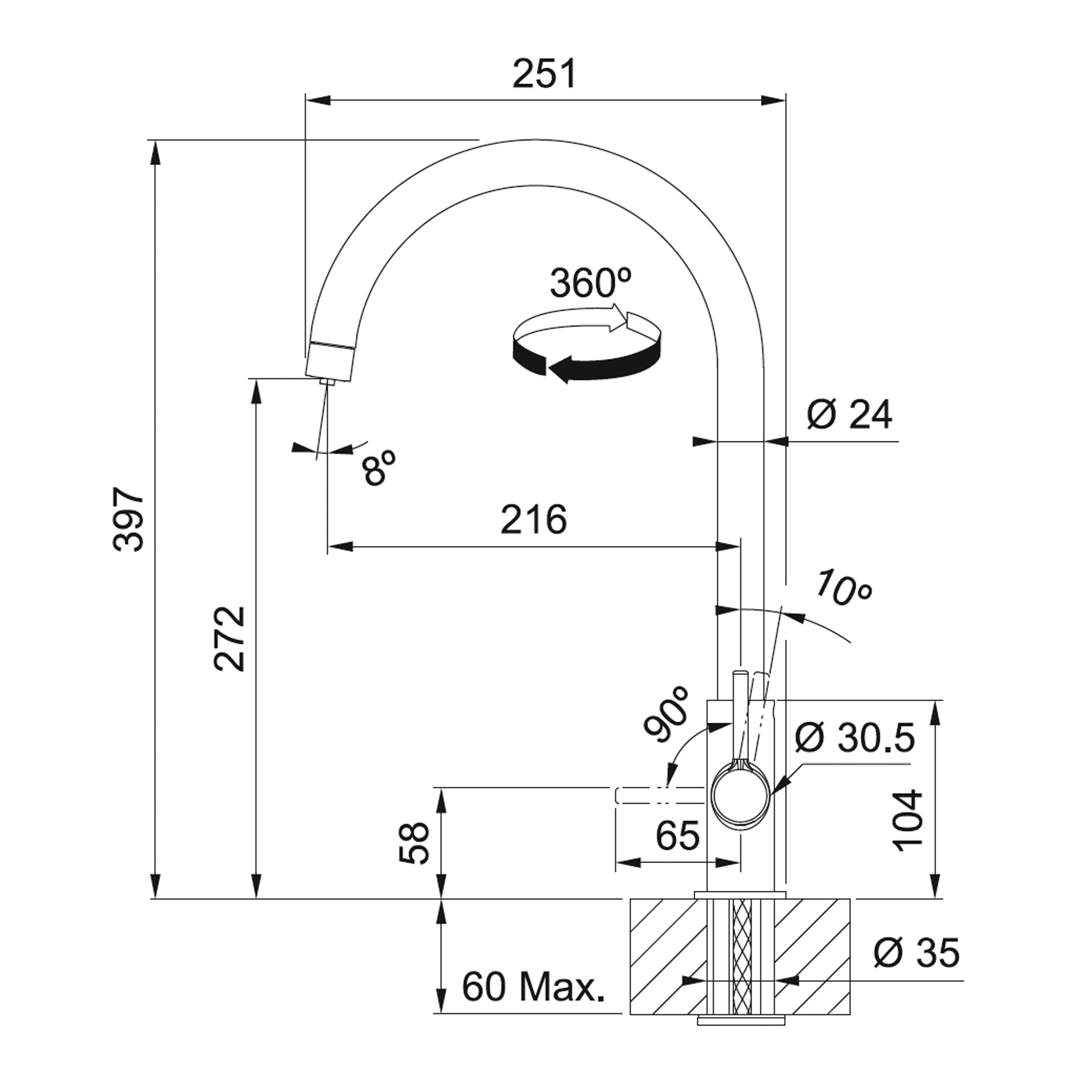 Picture of Lina Clear Water J Swivel  Chrome